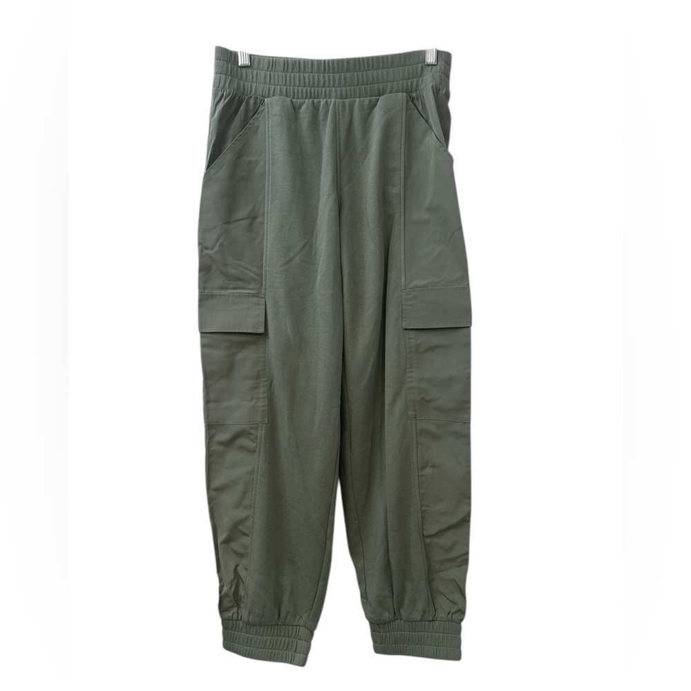 Lou & Grey Small Olive Green Cargo Jogger Pants Cotton Blend Utility Lounge
